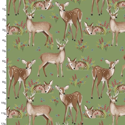 3 Wishes - Autumn Meadow - Deer Friends, Green