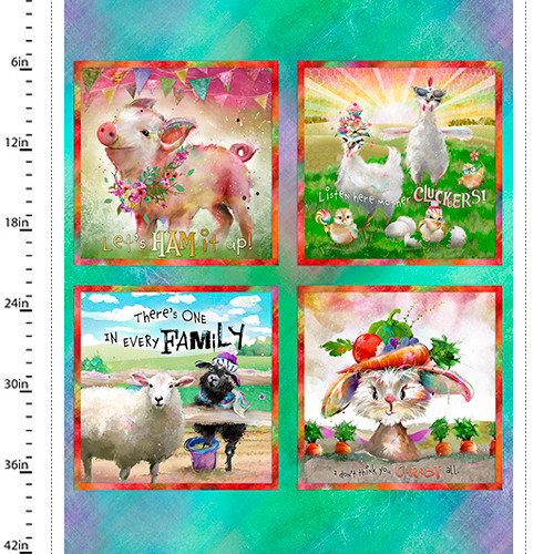 3 Wishes - Back To The Farm - 36' Animal Panel, Multi