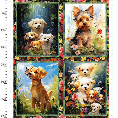 3 Wishes - Fur-Ever Friends - 36' Dog Panel, Multi