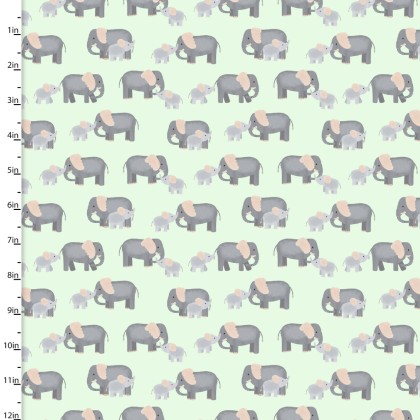 3 Wishes - Tiny Tots Flannel - Mommy & Me Elephants, Mint