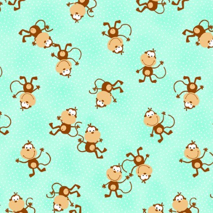 A.E. Nathan - Comfy Flannel Prints - Monkey, Aqua