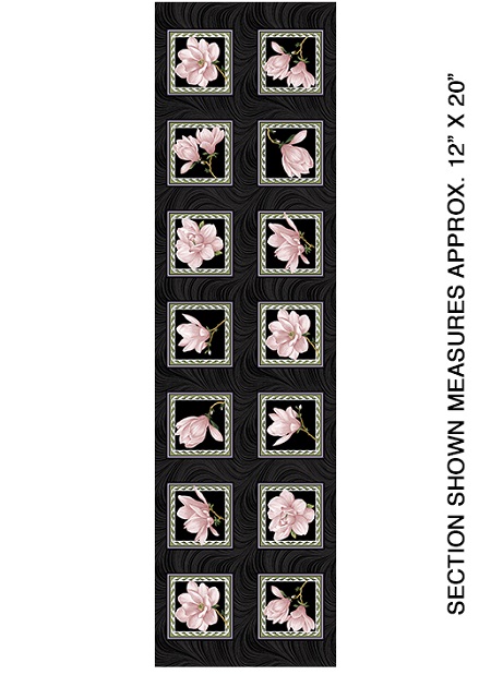 Benartex - Accent on Magnolias - Mag. Blooms Blocks, Coral/Black