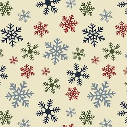 Benartex - Jingle Bell Flannel - Crosswords Snowflake, Multi