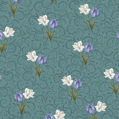 Benartex - Totally Tulips - Tulip Twirl, Dark Teal