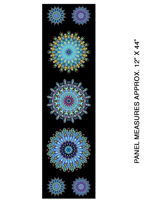 Benartex - Where in the World - 24' Kaleidoscope Panel, Blue/Multi