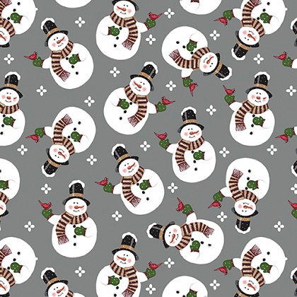 Benartex Artistry - Winter at The Farm - Merry Snowmen, Grey