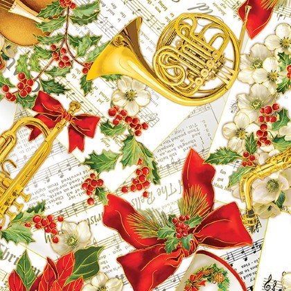 Benartex Kanvas Studio - Christmas Musical - Christmas Serenade, Cream