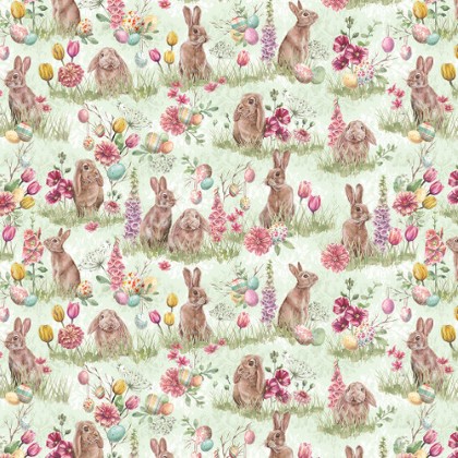 Blank Quilting - Easter Wishes - Easter Bunnies, Light Green