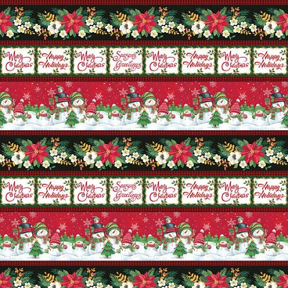 Blank Quilting - Feeling Frosty - Christmas Border Stripe, Red