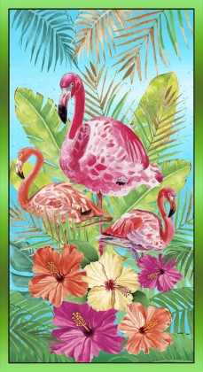 Blank Quilting - Flock Star - 24' Flamingo Panel, Aqua