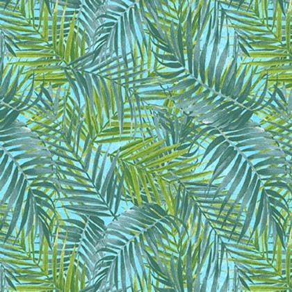 Blank Quilting - Flock Star - Tropical Leaves, Aqua