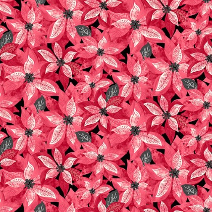 Blank Quilting - Holiday Style - Packed Poinsettias, Red