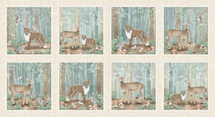 Blank Quilting - Jaded Forest - 24' Blocks Panel, Ivory