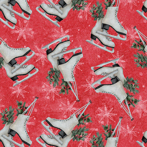 Blank Quilting - Joyful Tidings - Ice Skates, Red