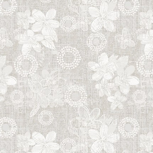 Blank Quilting - Purely Neutral - Flowers with Circles, Grey