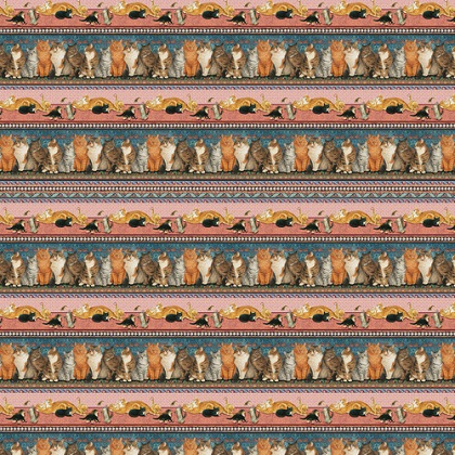 Blank Quilting - Sophisti-cats - Cat Border Stripe, Pink