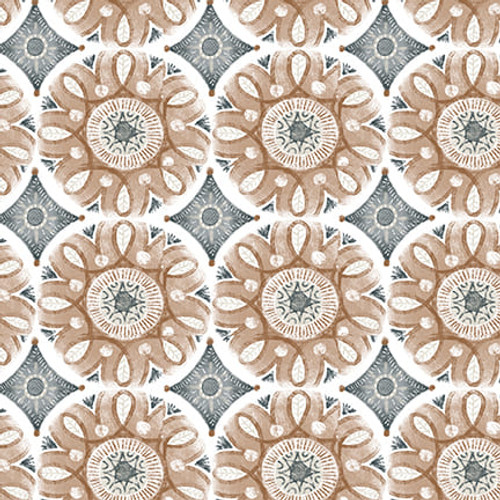 Blank Quilting - Zanzibar - Circle Flowers, Fawn