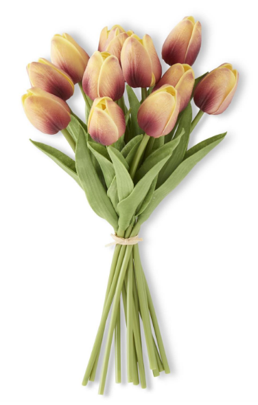 Bouquet - Tulip 13' Light Orange Real Touch Parrot Bundle