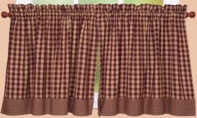 CURTAIN - TIER MAROON 600 W/ CHECK BORDER