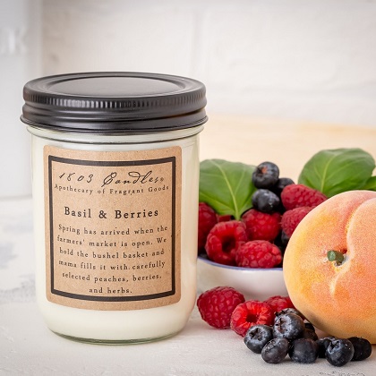 Candle Basil Berries Soy Jar Candle