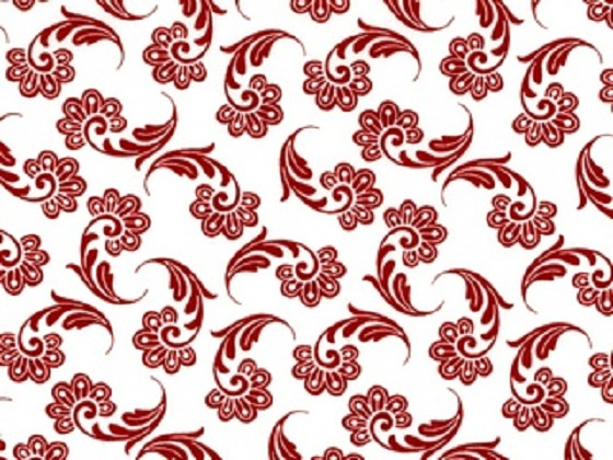 Choice Fabrics - Classic Collection - Red Flowers on White