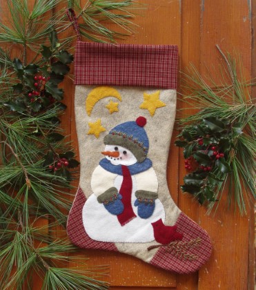 Christmas Ornament Kit - Snowman Stocking - 10” x 15 1/2”