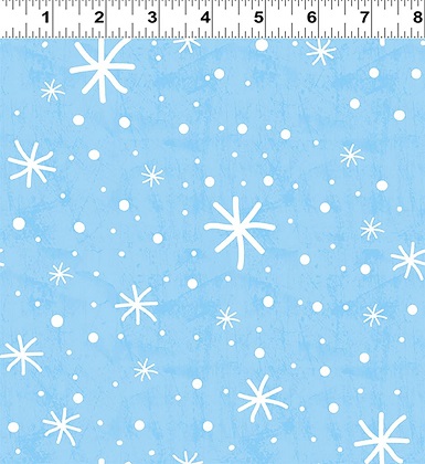 Clothworks - Flannel - Snow Fun Flannel - Snowflakes, Sky