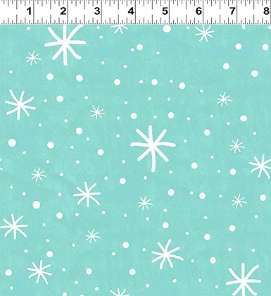 Clothworks - Flannel - Snow Fun Flannel - Snowflakes, Turquoise