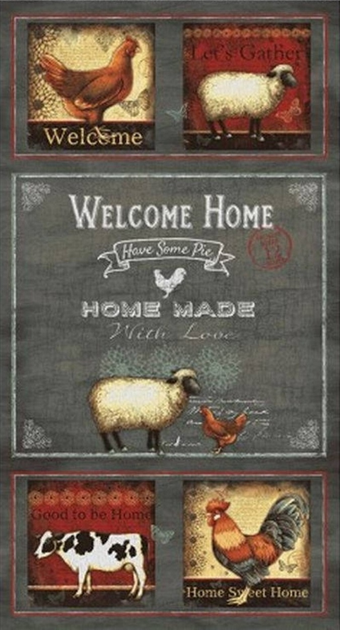 Clothworks - Good To Be Home - 24' Panel, Dark Gray