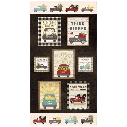 Clothworks - Happy Day Farm - 24'x 44' Block Panel, Dark Brown