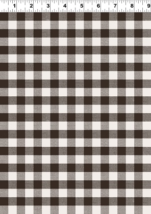 Clothworks - Happy Day Farm - Gingham, Dark Brown