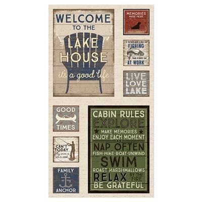 Clothworks - On Lake Time - 24' Panel, Light Khaki