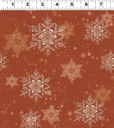 Clothworks - Snow Mountain - Snowflakes, Dark Rust