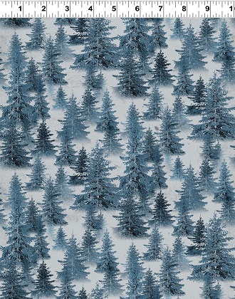 Clothworks - Snow Mountain - Trees, Denim