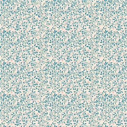 Clothworks - Stephanie - Leaves, Light Teal