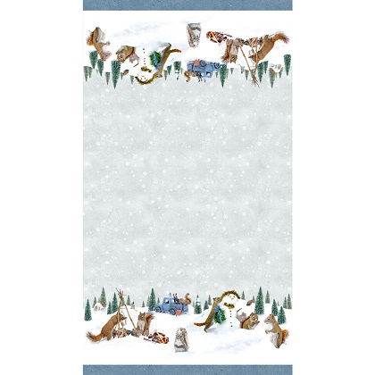 Clothworks - The Secret Life of Squirrels II - Double Border, Mist Gray