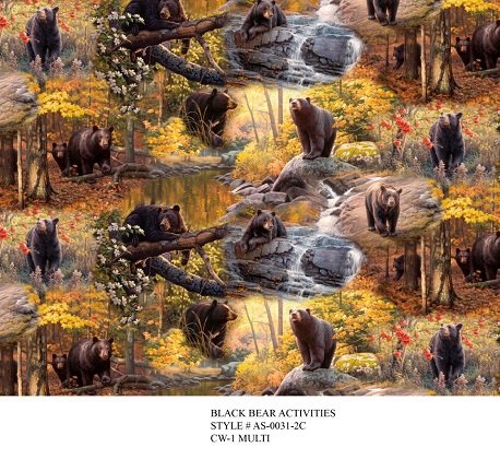 David Textiles - Black Bear - Bear Activities, Multi