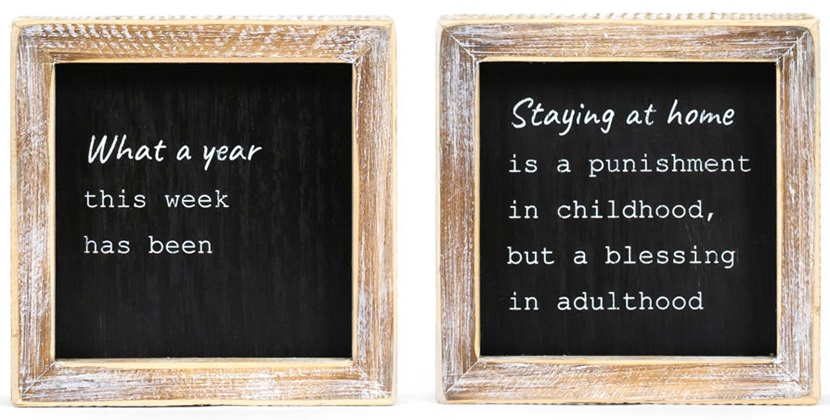 Double Sided Wooden Sign - Year/Staying