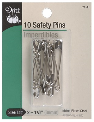 Dritz - Safety Pins - 65-Nickel - Size 2 - 10 ct. - 1 1/2' Long