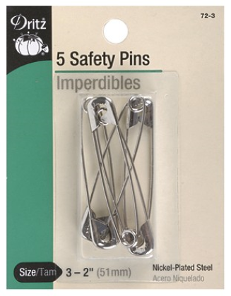 Dritz - Safety Pins - 65-Nickel - Size 3 - 5ct - 2' Long