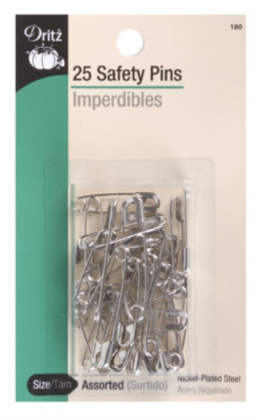 Dritz - Safety Pins - Nickle Finish - Assorted Sizes - 25 ct.