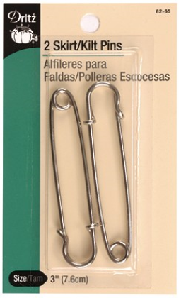 Dritz - Skirt/Kilt Pins - Nickel-Finish - 3' 2 ct.