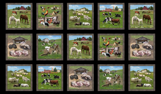 Elizabeth Studio - Farm Animals - 24' Block Panel, Black