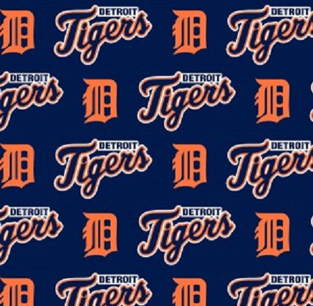 MLB - Detroit Tigers Navy Orange Yardage Size 58/60 in Blue Cotton Novelty | Fabric Traditions