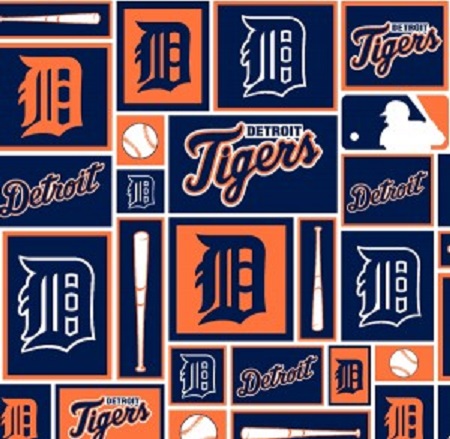 MLB - Detroit Tigers Navy Orange Yardage Size 58/60 in Blue Cotton Novelty | Fabric Traditions