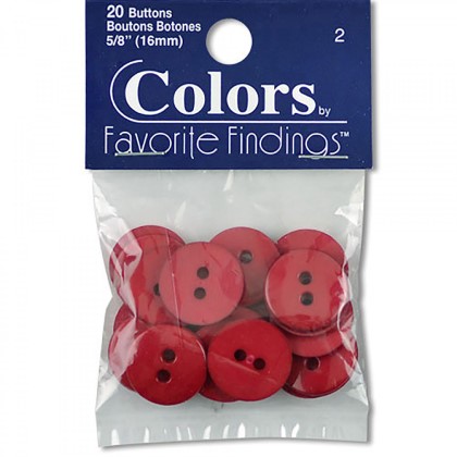 Favorite Findings Buttons - Colors - 5/8' - 2 Hole Buttons - 20 ct, Cranberry