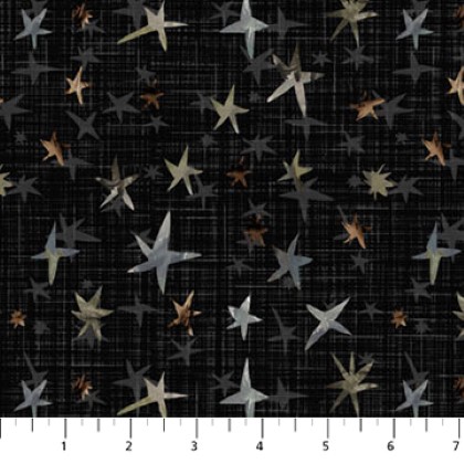 Figo Fabrics - Winter Dreams - Scattered Stars, Black