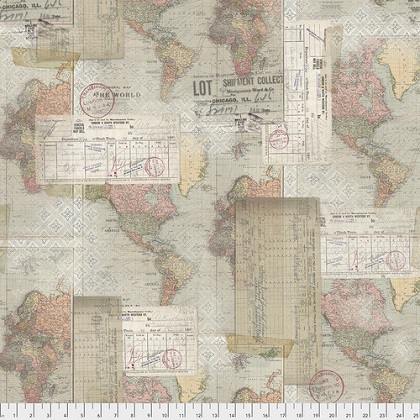 Free Spirit - Tim Holtz - Foundations - World Map, Multi