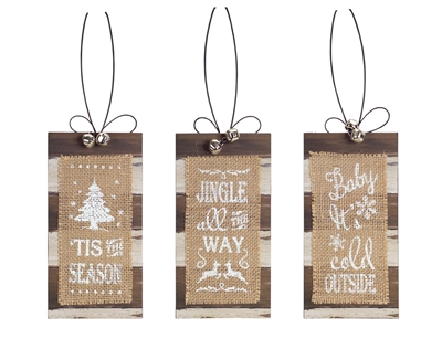 Hanging Burlap Plaque - Christmas