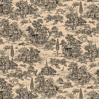 Henry Glass - 108' Farmhouse - Toile, Tan/Black